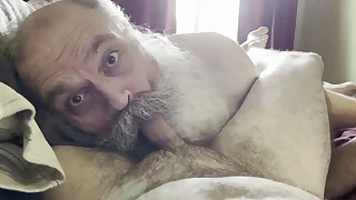 Big Bearded Grandpa Sucks Cock